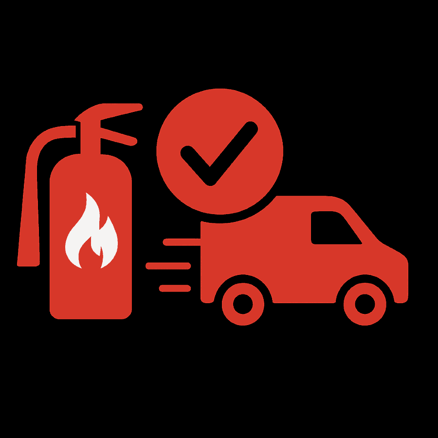 Fully equipped service vehicle with replacement extinguishers
